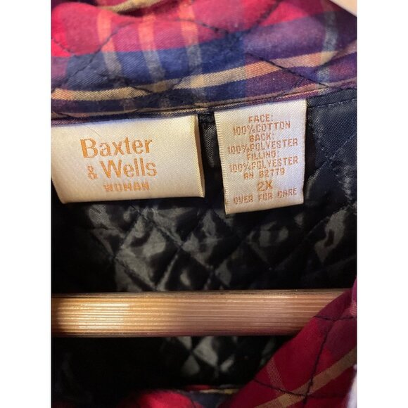 Baxter and Wells Red Plaid Quilted Buttoned Sleeveless Vest Sz 2X - Picture 5 of 6